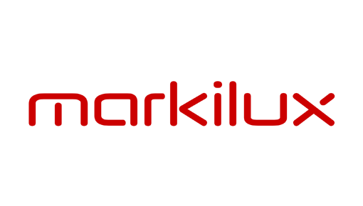 Das Bild zeigt das Wort „markilux“ in einer fetten, modernen roten Schrift auf weißem Hintergrund.